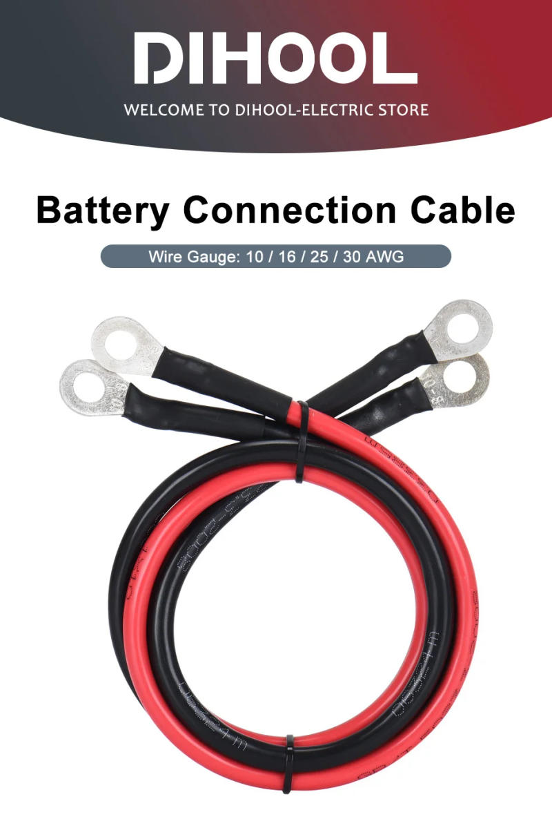 Description Picture 2 of itemBattery Inverter Cable Set with Terminals (EU/CN Stock) 8/6/4/2AWG Stranded Copper Cord Solar Power Connection Wire with Lugs