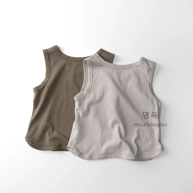 Description Picture 4 of itemChildren's Vest 2025 Summer New Item for Boys and Girls Korean Version Sleeveless Loose T-shirt Children's Clothing Clothing