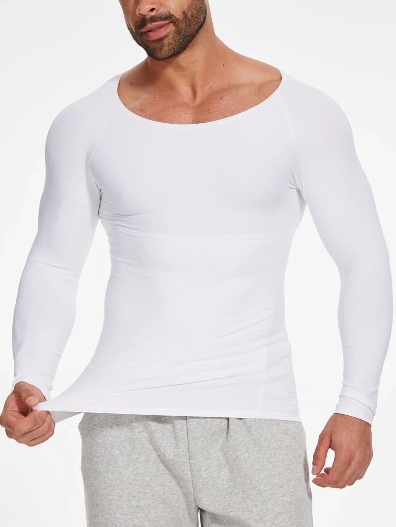 Description Picture 3 of itemMen Body Shaper Long Sleeve Compression Shirt Waist Trainer Male Corset Slimming Workout Tummy Control Shapewear Undershirt Tops