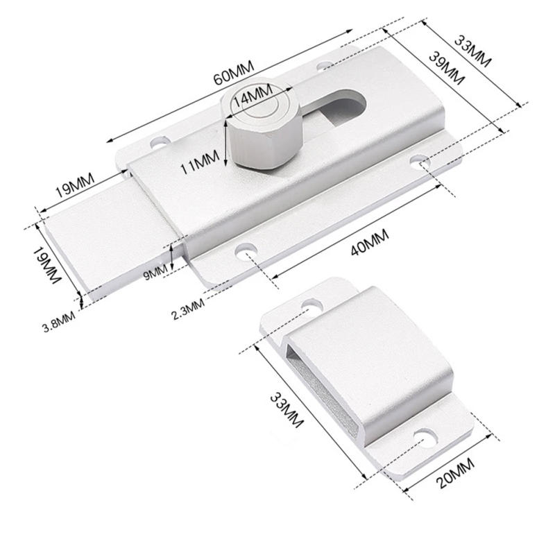 Description Picture 5 of itemDoor Latch Security Bolt Aluminum Alloy Sliding Lock Warehouse Non Punching Bedroom Room Lock Bolt Anti-theft Latch Buckle