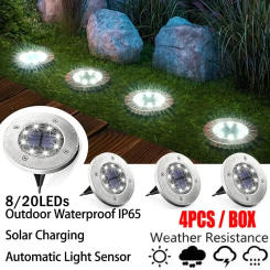 1~8Packs Solar LED Floor Lamp 8LED Outdoor Lawn Light Waterproof Underground Lamp for Garden Decoration Terrace Courtyard