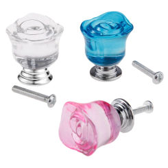 1Pc 30mm Crystal Rose Glass Clear Cabinet Knob Drawer Pulls Handle Kitchen Door Wardrobe Furniture Hardware Knobs and Handles