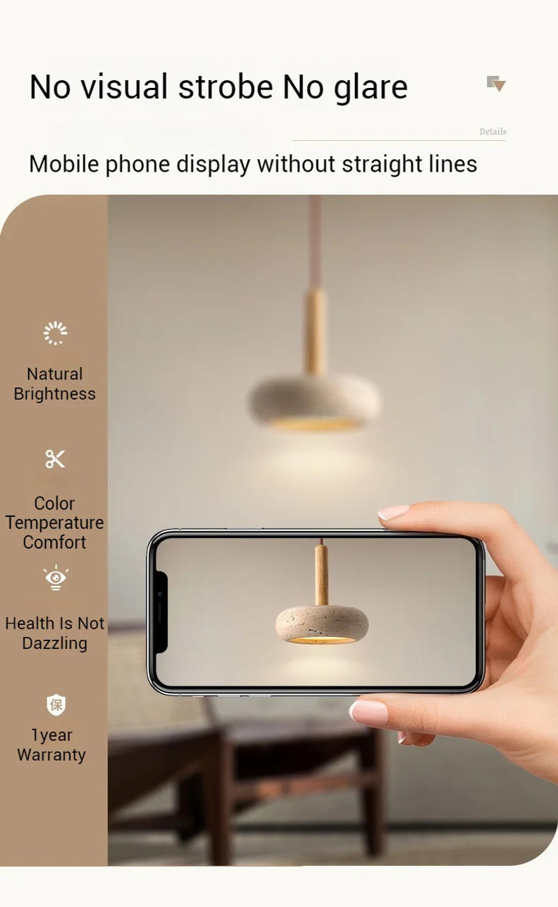 Description Picture 6 of itemWabi Sabi Marble LED Pendant lamp, Bedroom Headboard Hanging Light, Modern Home Retro Ceiling Light, Nordic Simple Aisle Light