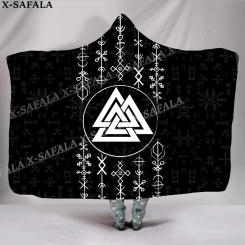 Symbol Tattoo Raven Odin Viking Print Overcoat Hooded Blanket Coat Robe Fleece Men Women Cloak Thick Warm Windproof Wearable-5