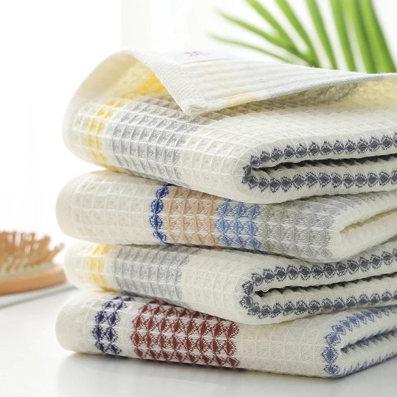 Description Picture 4 of item100% Cotton Bath Towel Set High Quality Striped Waffle Towel for Child Home Water Absorption Soft Washcloth 35X75CM/70X140CM