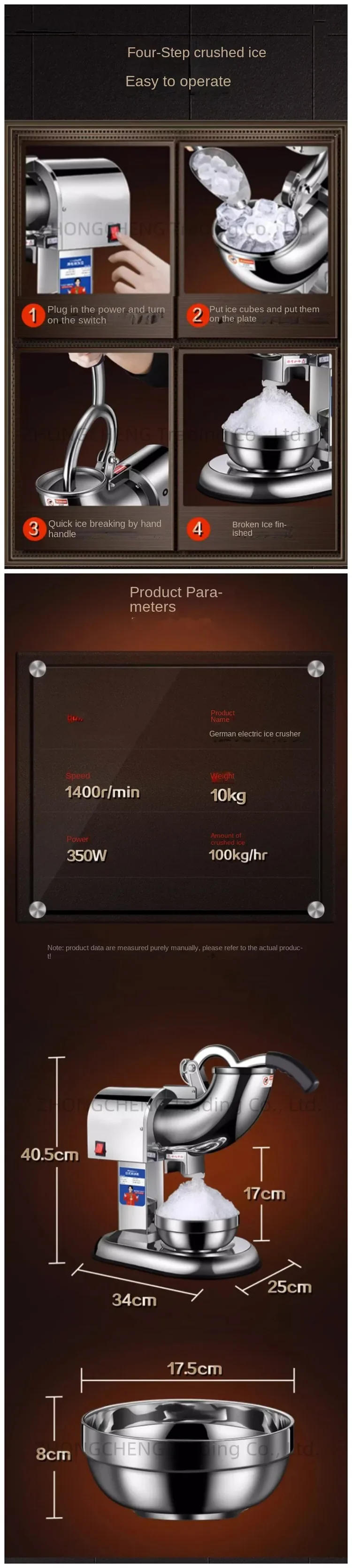 Description Picture 6 of itemElectromechanical Ice Crusher Commercial Milk Tea Shop Stalls Large Continuous Ice Machine Shaver Slush Icebreaker