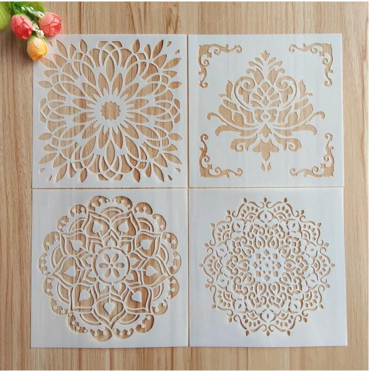Description Picture 4 of itemDecorative Pattern Mandala Stencils Pretty Hollow Spray Painting Templates Durable Washable DIY Window Wall Decor Drawing Tool