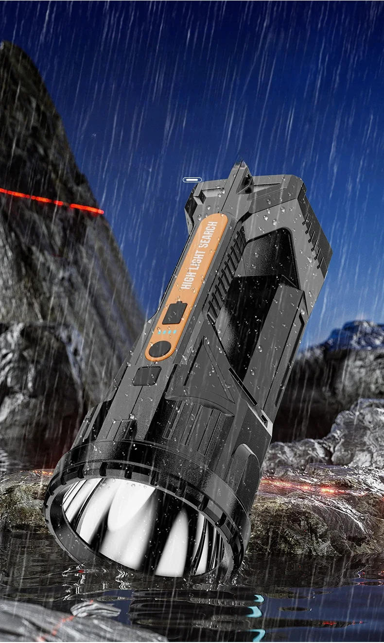 Description Picture 2 of itemMost Powerful LED Flashlight USB Rechargeable Searchlight High Power Work Light Camping Lantern Torch with Built-in Battery