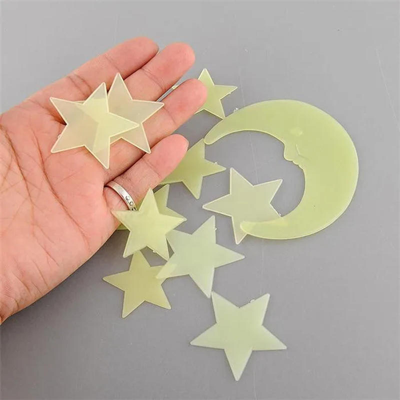 Description Picture 2 of item(10Stars +1 Moon)/set Stars Moon Sun Glow In The Dark Luminous Fluorescent Home Wall Stickers Decal