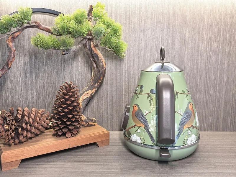 Description Picture 5 of item1850W Retro Green Paint Decal Electrc Kettle Boiling Kettle With Thermometer Automatic Power Off 304 stainless Steel Teapot 1.7L