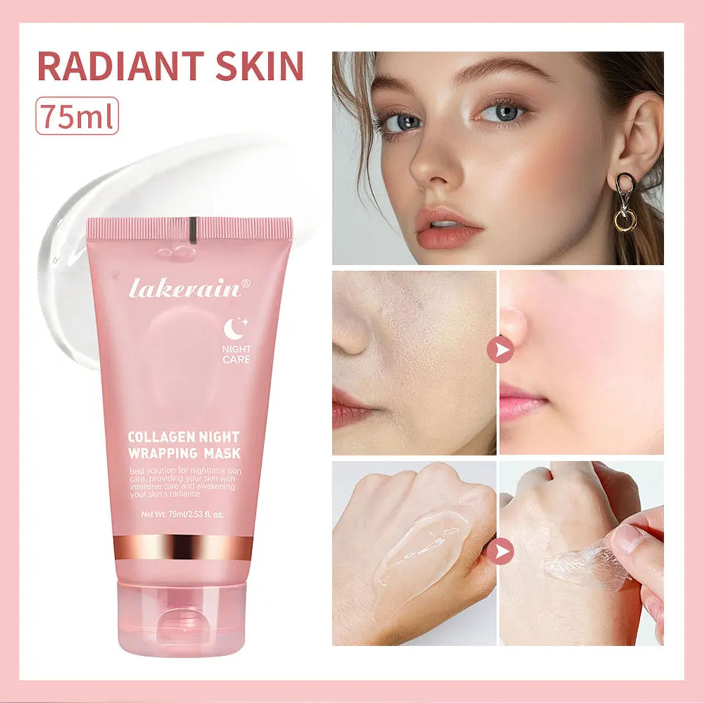 Description Picture 3 of itemCollagen Peel Off Mask Deep Collagen Mask for Face Face and Care Masks Skin Korean Bio Pack Night Wrapping Woman Overnight Skin