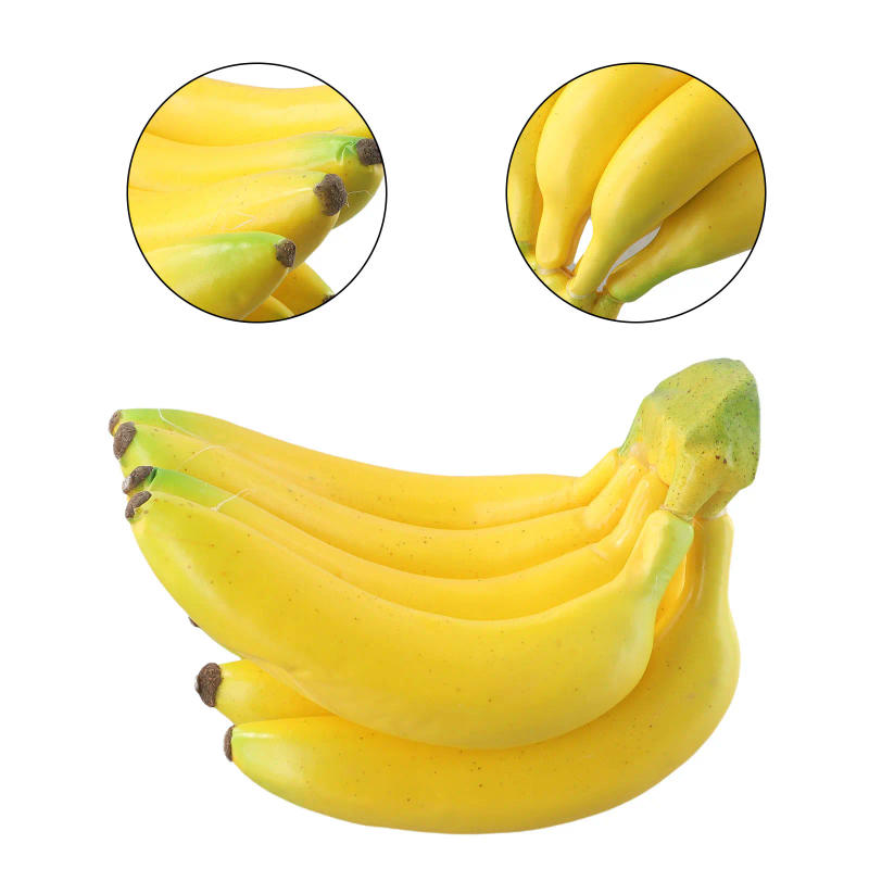 Description Picture 4 of itemArtificial Banana Simulation Fruit Model Photo Prop Fake Banana Plastic Banana Funny Toys Fruit Shop Display Ornament Home Decor