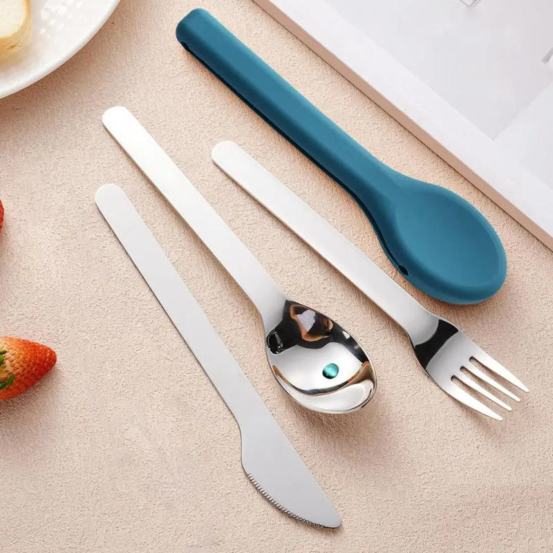 Description Picture 3 of itemPortable Utensils Set Reusable Dinnerware Stainless Steel Portable Silverware Set Dinnerware Travel Fork Spoon Camping Tableware