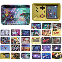 Colorful Metal Rolling Tray Tobacco Plate Cigar Smoking Accessories Sundries Storage Container 180*125mm