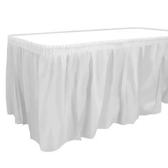 White Plastic Table Skirt 14 Feet X 29 Inch Rectangle Tables Table Skirts Disposable Table Cover for Birthday Baby Shower Party