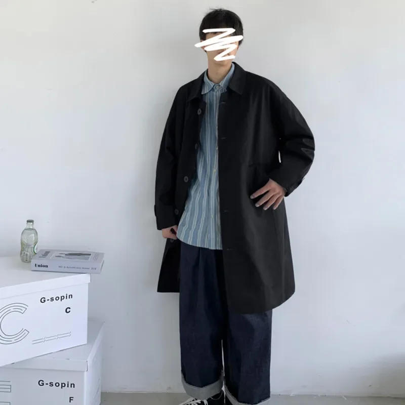 Description Picture 5 of itemMen's Wear 2022 Autumn Fashion New Single Breasted Trench Clothes Male Long Coat Loose Overcoat Trend Handsome Casual Windbreak