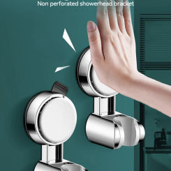New Shower Holder Suction Cup Holder 360° Adjustable Plating Shower Rail Head Holder Bathroom Wall Mount Bracket
