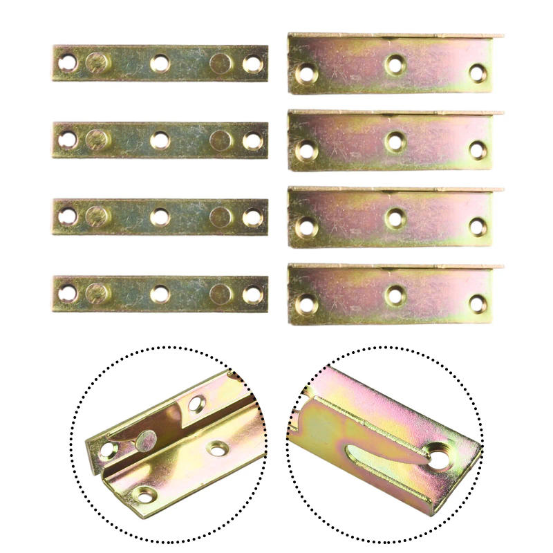 Description Picture 2 of item4 Sets Metal Bed Bracket Bed Frame Fixing Connecting Furniture Rail Hooks Bracket Hinge Fitting Connector Locks Hardware