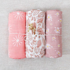 Elinfant 3PCS 100% Cotton Muslin Swaddle Blanket, Stroller Cover Nursing Cover,Baby Sleeping Quilt For Summer