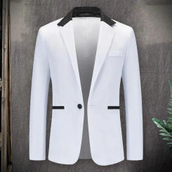 2024 Men Patchwork Color Suit Jacket Lapel Long Sleeve Pockets Slim Fit Suit Coat One Button Blazer Casual Men Blazer Workwear