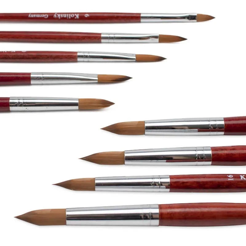 Description Picture 4 of item20% Kolinsky Acrylic Brushes Kits Liquid Nail Extend Art Tool Pen Natural Red Wool Handle Mink Artificial Hair Mixed