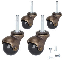 4 Pcs Gold Furniture Caster Ball with Rod Wheel Set of Wheels Office Chair Casters Accessories Replace Steel Pp