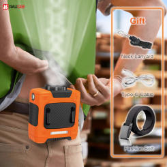 Outdoor Portable Waist Fan 1000mAh USB Hanging Neck Fan Mini Cooling Fans With Power Bank LED Lighting For Sports Travel Camping