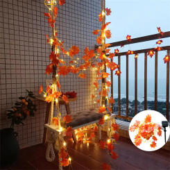 Solar Artificial Autumn Maple Leaves Garland Led Fairy Light for Christmas Decoration Thanksgiving Party DIY Halloween Decor