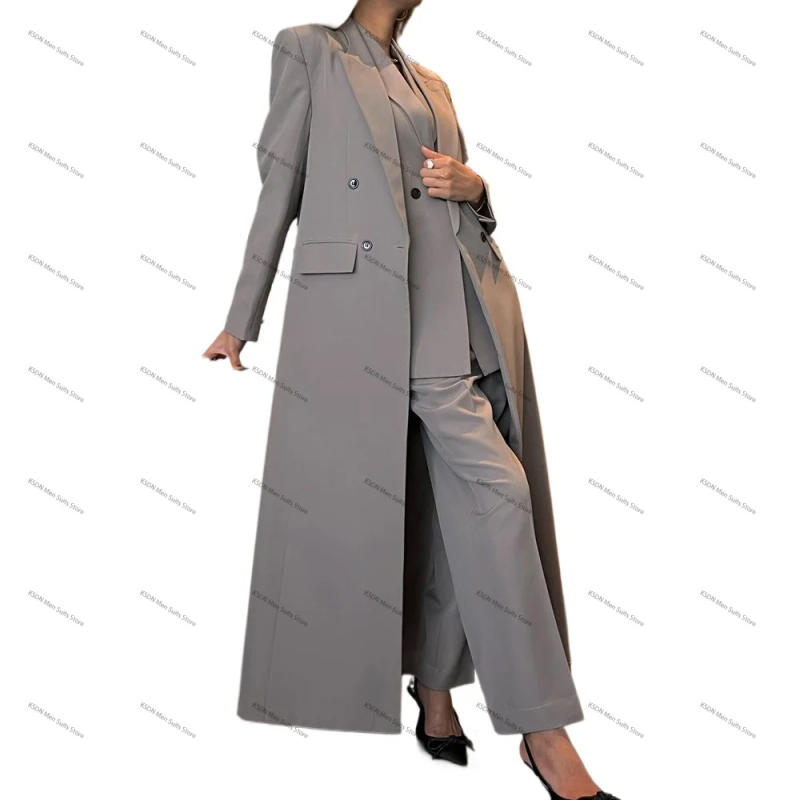 Description Picture 3 of itemLuxury Muslim Dubai Women Suits Solid Color Double Breasted Peak Lapel 3 Piece Jacket Pants Vest Set Business Party Outfits 2024