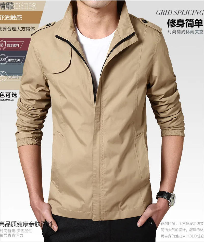 Description Picture 4 of itemCaogo Coat men Plus Size Slim fit Jacket Men's Waterproof jackets Casual Windbreaker Zipper Jackets Man Solid Waterproof Outdoor