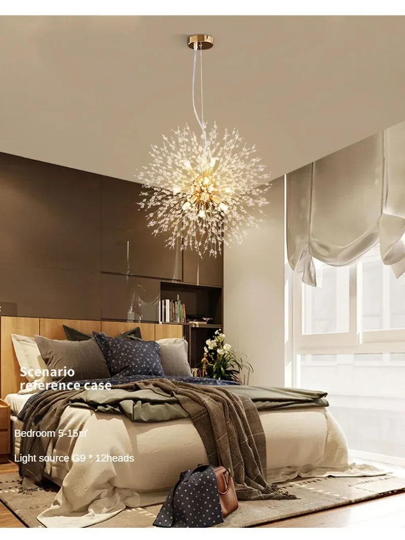 Description Picture 5 of item2023 Modern Crystal Dandelion Chandelier Lighting Pendant Lamp For Living Room Dining Room Home Decoration