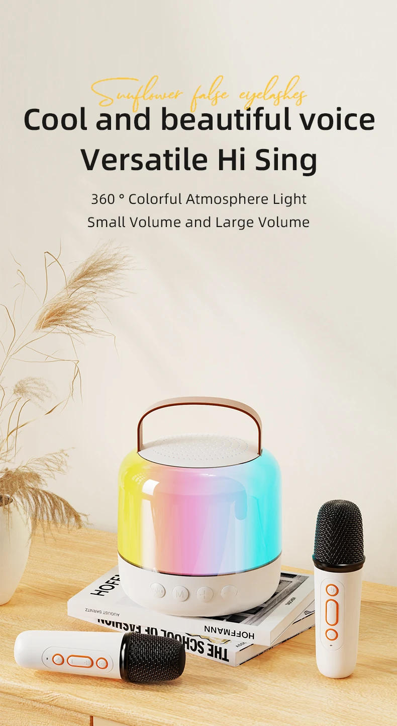 Description Picture 2 of itemMini Speaker Karaoke  With 2 Wireless Microphone for Kids mini BT speaker karaoke speaker with mic Best Gift Portable Led