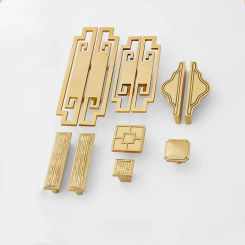New Chinese Solid Brass Gold Drawer Pulls Kitchen Cabinet Handles Cupboard Wardrobe Knobs and Handles Furniture Decor Hardware