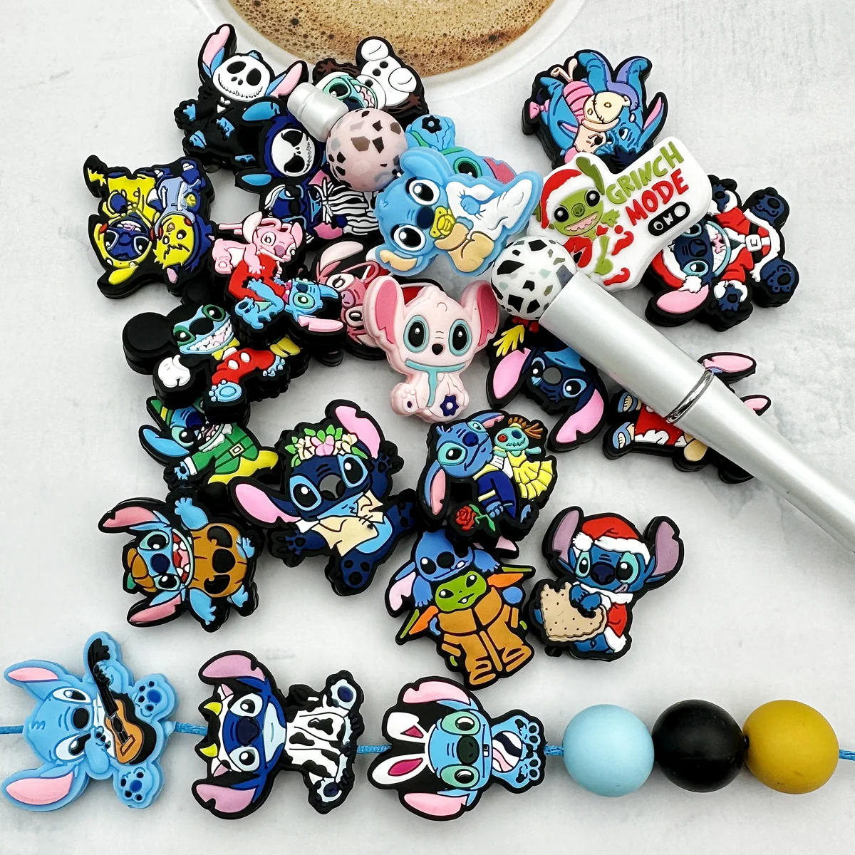 Description Picture 5 of item10PCS Silicone Beads Cartoon Stitch Focus Beads Teether Beads Baby Toy DIY Nipple Chain Jewelry Accessories Wholesale Kawai Gift