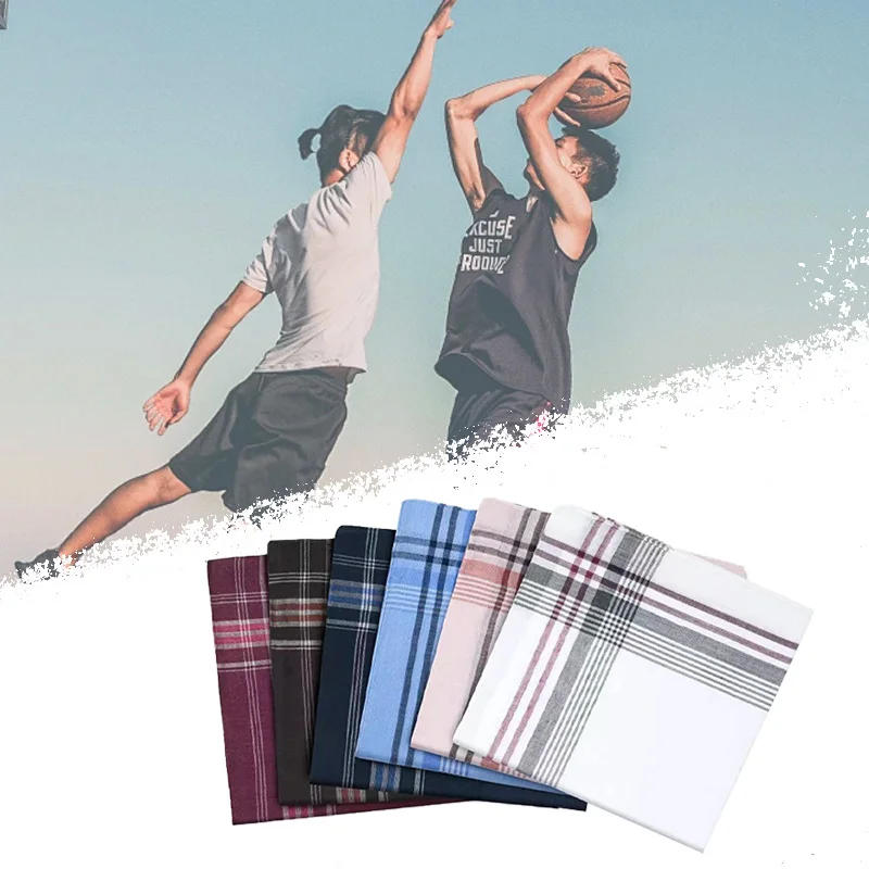 Description Picture 6 of item12pc Classic Stripe Plaid Handkerchiefs Men Women Pocket Sweat-absorbing Handkerchief Wedding Party Business Chest Towel Scarves