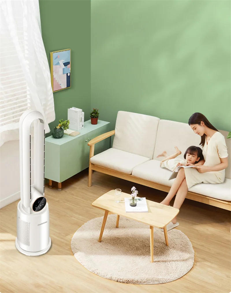 Description Picture 5 of itemHousehold Bladeless Fan Wind Air Conditioner Cooling Fan Vertical Shaking Head Electric Fans Standing Fan with Remote Control