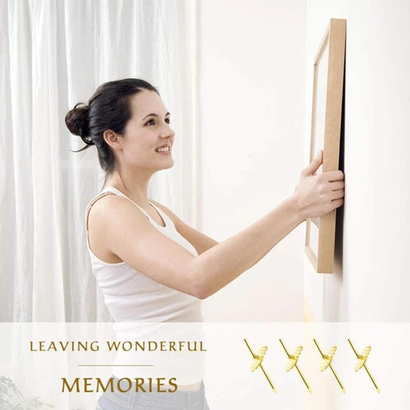 Description Picture 5 of itemPicture Frame Hanging Tacks Gold and Silver Artworks Hangers Kits for Drywalls and Surfaces Clocks Hook 50Pcs