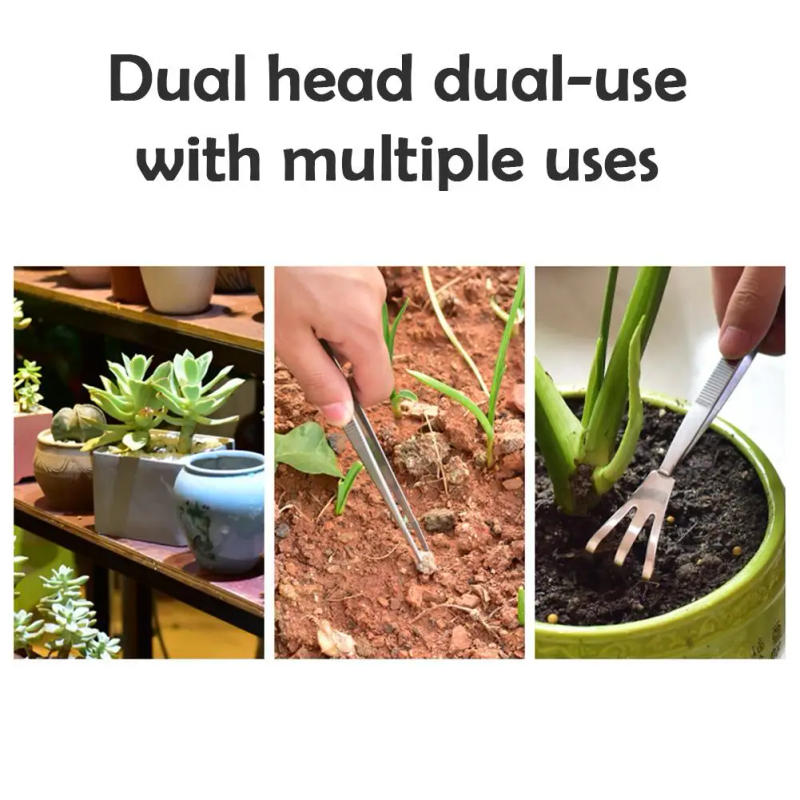 Description Picture 4 of item2 In 1 Stainless Steel Bonsai Tools Root Rake Tweezers For Bonsai Planter Bonsai Rake Ergonomic Handle Tweezers Gardening T G3U9