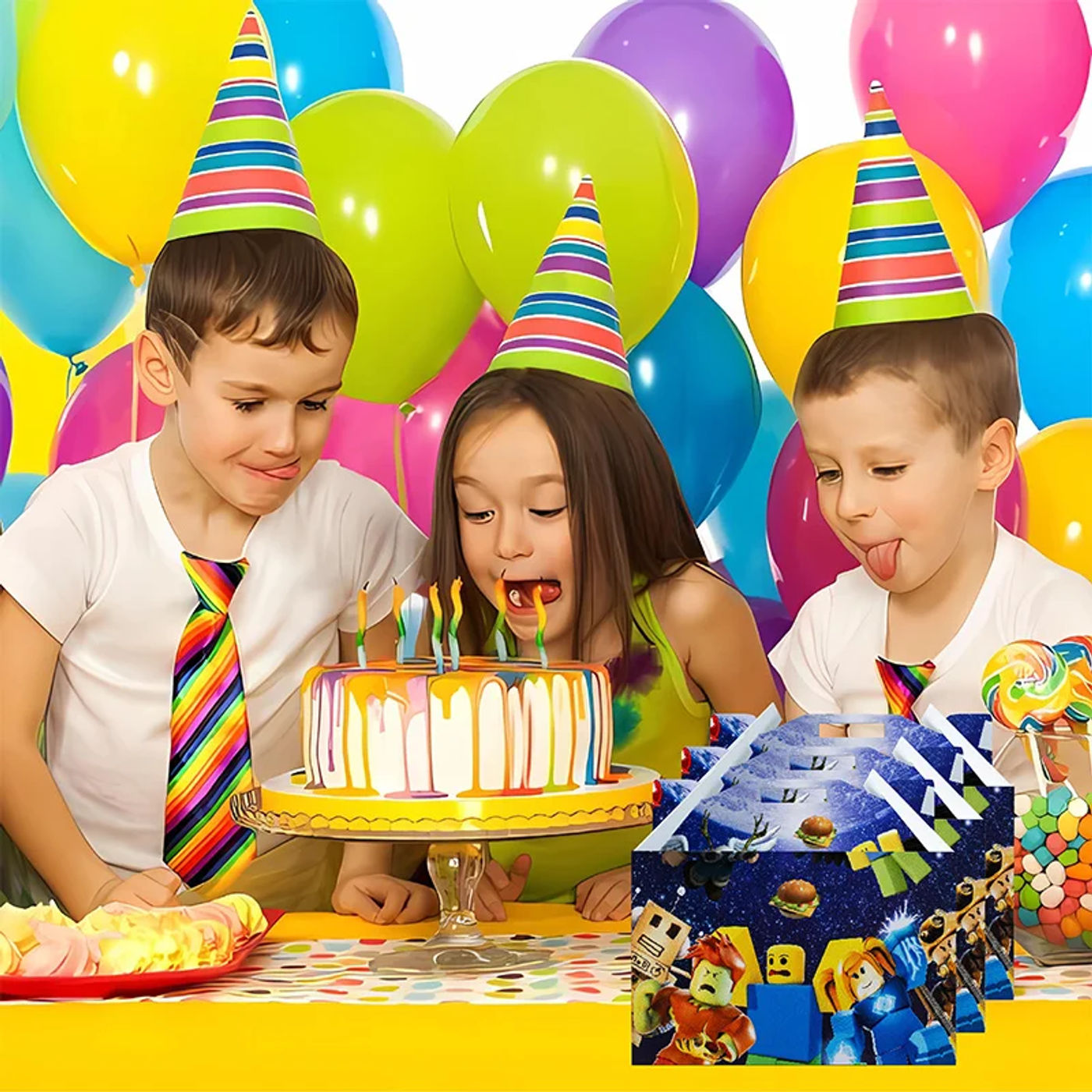 Description Picture 3 of itemGame Party Favors Boxes for Kids Birthday Decor Supplies Robot Gift Box Baby Shower Candy Box Paper Small Cake Box