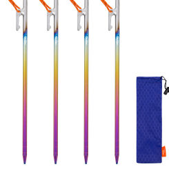 TiTo Camping Accessories Supplies Rainbow Color Titanium Tent Pegs Nails Stakes For Hard Floor High Strength 20 24 30 35 40 cm