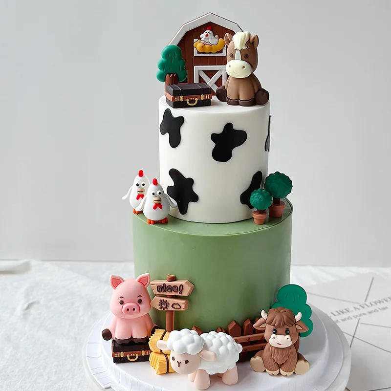 Description Picture 6 of itemFarm Animal Cake Topper Sheep, Chick, Horse, Pig Kids 1st Happy Birthday DIY Cake Decoration Jungle Party Baby Shower Supplies