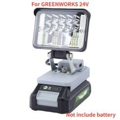 Wireless LED Work Light  For GREENWORKS 24V Battery Portable Outdoor Lamp w/USB Travel Camping Emergency Light(No Battery)