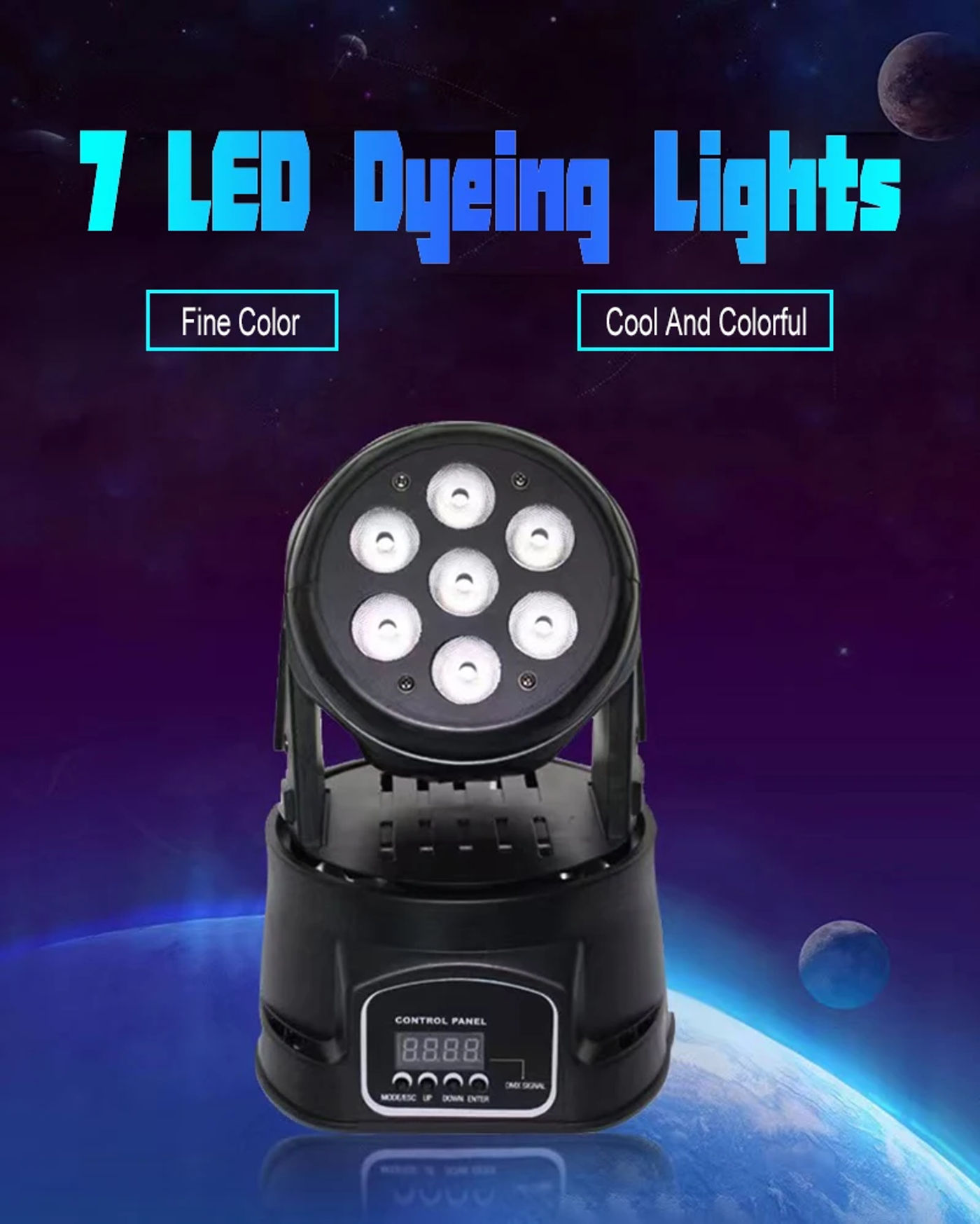 Description Picture 2 of itemNew 4 7*10W LED Mobile Head Disco Lights 360° Rotating Voice Control DMX512 RGBW Wedding Light Home Party Stage Performance Lamp