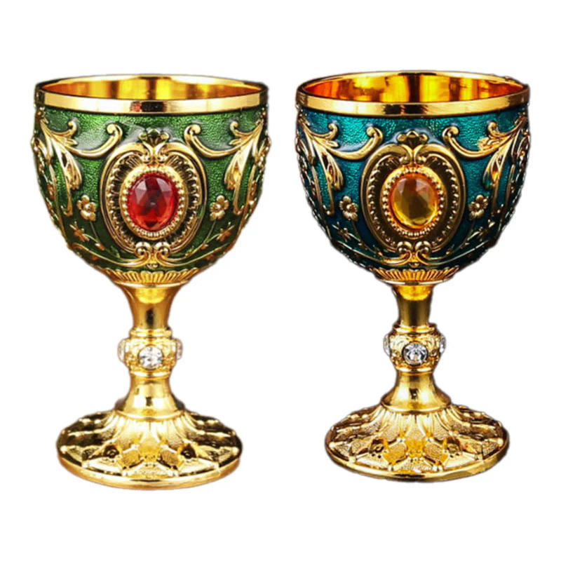 Description Picture 3 of itemVintage Chalice Medieval Goblet Renaissance Gifts Reusable Engraving Alloy Wine Cup Small Flower Pattern Shot Glass Decoration