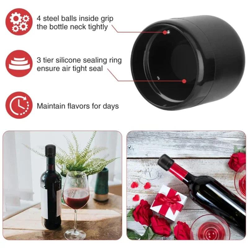 Description Picture 5 of item2/1PCS Vacuum Wine Bottle Stopper Reusable Bar Accessories Silicone Sealing Champagne Cork Kitchen Home Brewing & Wine Making