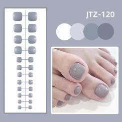 24 Pcs/Strips Removable Toe Nails Fake Glossy Toenail Solid Color Simple Press on Nails Wearable False Nail Art Without Glue