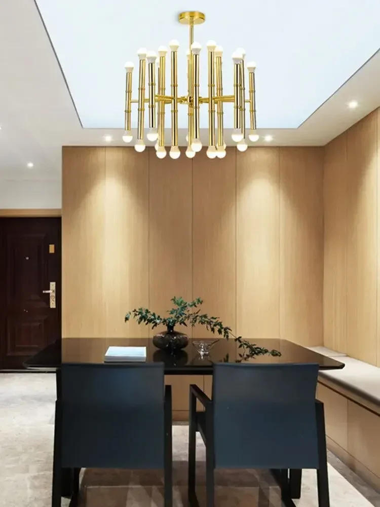 Description Picture 4 of itemPost-modern gold tube chandelier 18/30 heads iron led hanging lamps for living room dining room bedroom home interior lighting