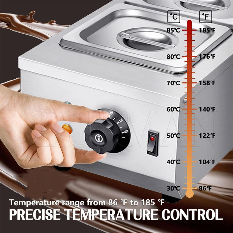 Description Picture 6 of itemElectric Chocolate Cheese Melting Machine Heater Commercial Double Hot Pot Fountain Boiler Dipping Cylinder Melter Pan Warmer