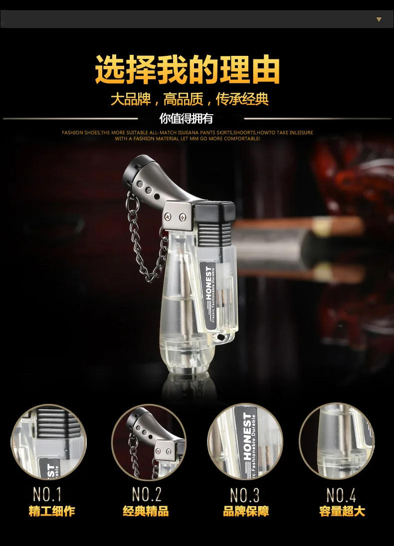 Description Picture 4 of itemHONEST Transparent Windproof Jet Blue Flame Small Welding Gun Butane Gas Torch Lighter Outdoor Compact Portable Cigar Lighters