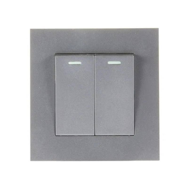 Description Picture 4 of itemNew Matte Grey Wall Switches 1Way Button Home Accessories Wall Light Switch Panel Durable with LED Lamp 1/2/3/4 Gang